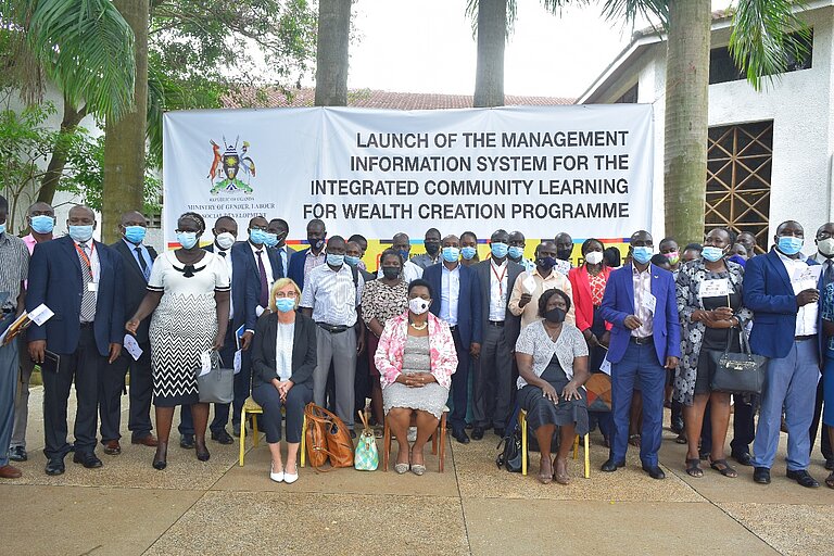 A group picture of participants during the launch of IMIS in Jinja City, Uganda.
