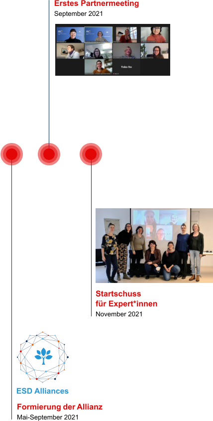 Formierung der Allianz Mai-September 2021 Erstes Partnermeeting September 2021 Startschuss für Expert*innen November 2021