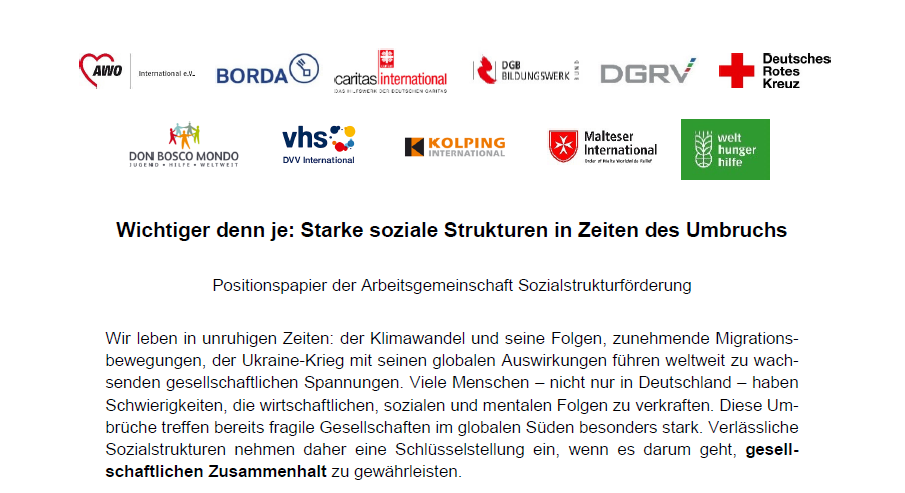 Screenshot of the position paper of SSF members